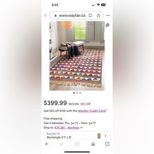 Colourful woven rug from wayfair 5x7